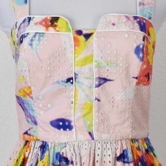 Trina Turk Elin Eyelet Fit and Flare Dress - 6 - Picture 2 of 9